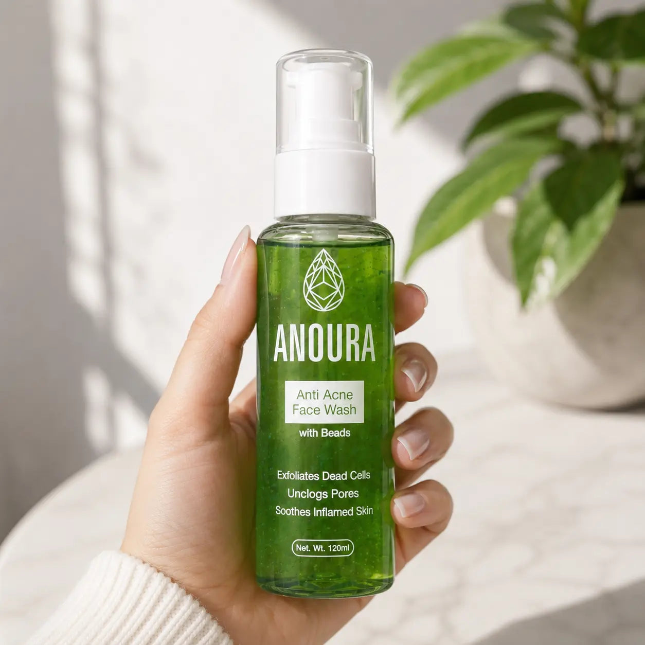Anoura Anti Acne Face Wash with Beads | Deep Cleansing & Oil Control Face Cleanser (120ml)